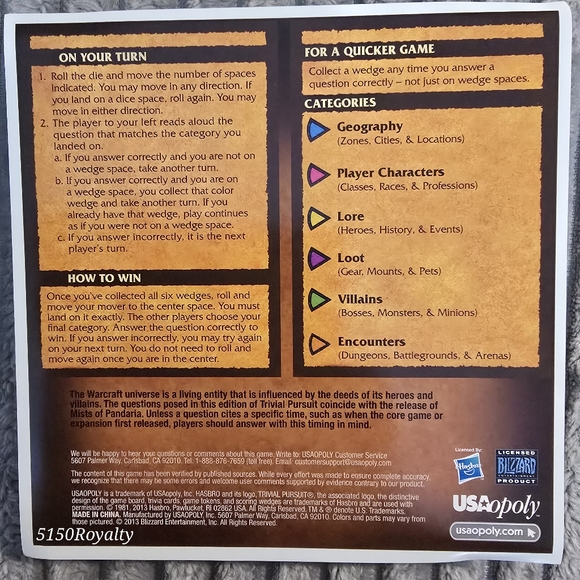 Blizzard's World of Warcraft Vintage Trivial Pursuit Game Hasbro New in open Box - Picture 13 of 16